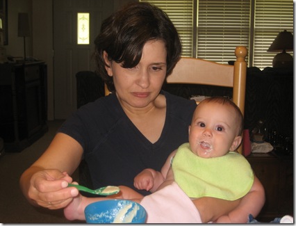 Annley LOVES outmeal.