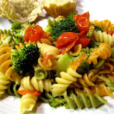 Spinach Pasta With Veggies and Parmesan