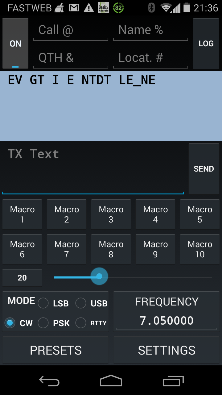 Android application KX3 Companion for Ham Radio screenshort