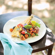 Cornmeal-Fried Trout with Tomato, Sorrel, and Basil Panzanella