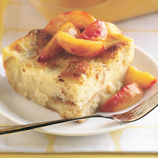 Lemon-Spice Bread Pudding with Sauteed Peaches