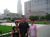 Lilly, Erik, and Danielle in front of the party headquarters in Shanghai.