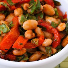 White Bean and Roasted Red Pepper Salad Recipe with Roasted Tomato-Basil Dressing