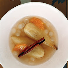 Tea-Poached Pears with Tapioca Pearls and Satsumas