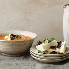 Chilled Tomato Soup with Aged Feta and Olives Recipe