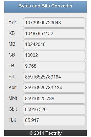 Bytes and Bits Converter