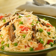Italian Orzo Salad With Peas, Parmesan & Portobellos