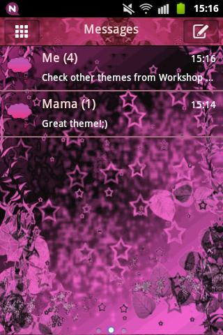 GO SMS Theme Pink Dark Star