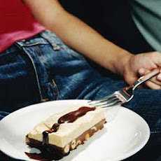 Chocolate Peanut Butter Bars with Hot Fudge Sauce
