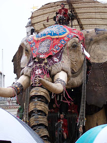 The elephant chatting to the crowd