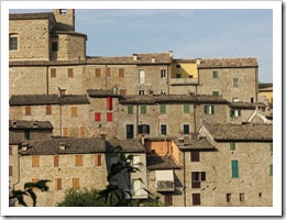 The painted shutters of Serra san Quirico, in the Marche, Italy.