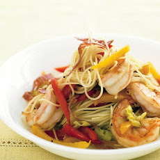 Capellini with Shrimp, Peppers, and Salami