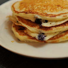 Lemony Cream Cheese Pancakes with Blueberries