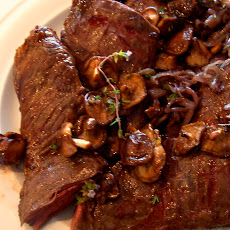 Soy Marinated Skirt Steak with Stir-Fried Wild Mushrooms