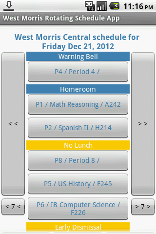 West Morris Rotating Schedule