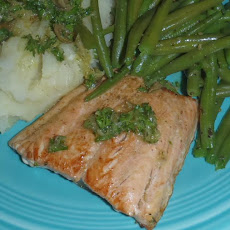 Panfried Garlic Mash and Green Beans