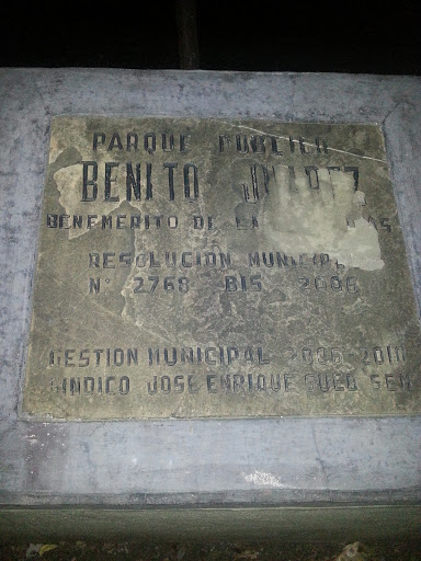 Placa Parque Benito Juarez