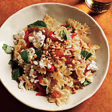 Mini Farfalle with Roasted Peppers, Onions, Feta, and Mint