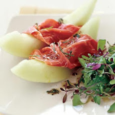 Honeydew and Prosciutto with Greens and Mint Vinaigrette