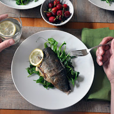 Simple Whole Trout with Green Garlic, Lemon and Pea Tendrils