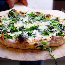 Jim Lahey's No Knead Pizza with Broccoli Rabe, Garlic, Ginger, and Thai Chilis