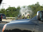 Burning car, just in front of my eyes. It's a real life...