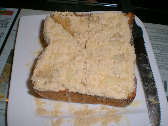 Thick toast with Horlicks & condensed milk
