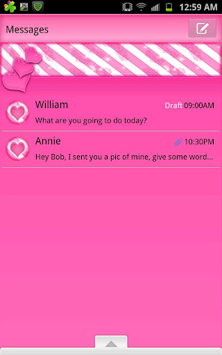 GO SMS - CharmingPinkHeartsSMS