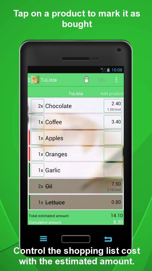 Android application Shopping List - TuListaPro screenshort