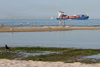 Badespass mit Containerschiff