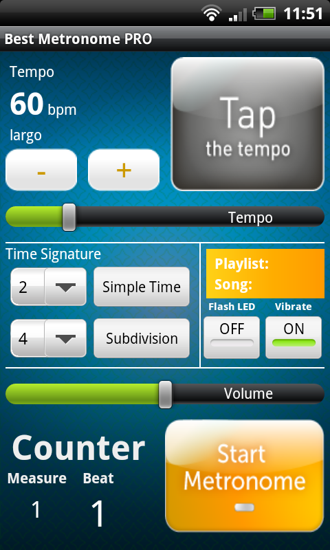 Android application Metronome PRO screenshort