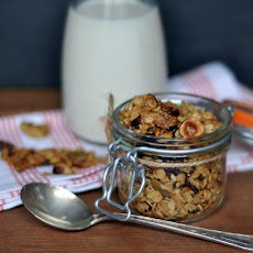 Maple-Olive Oil Granola with Cocoa Nibs, Hazelnuts and Cherries
