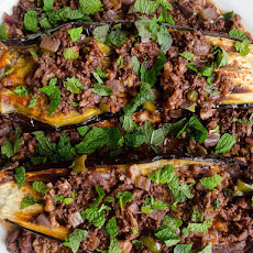 Baked Eggplant with Lamb and Walnut Sauce