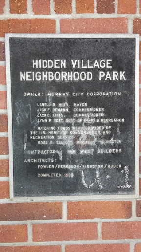 Hidden Village Neighborhood Park Plaque