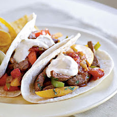 Ancho Chile-Beef Fajitas with Mango