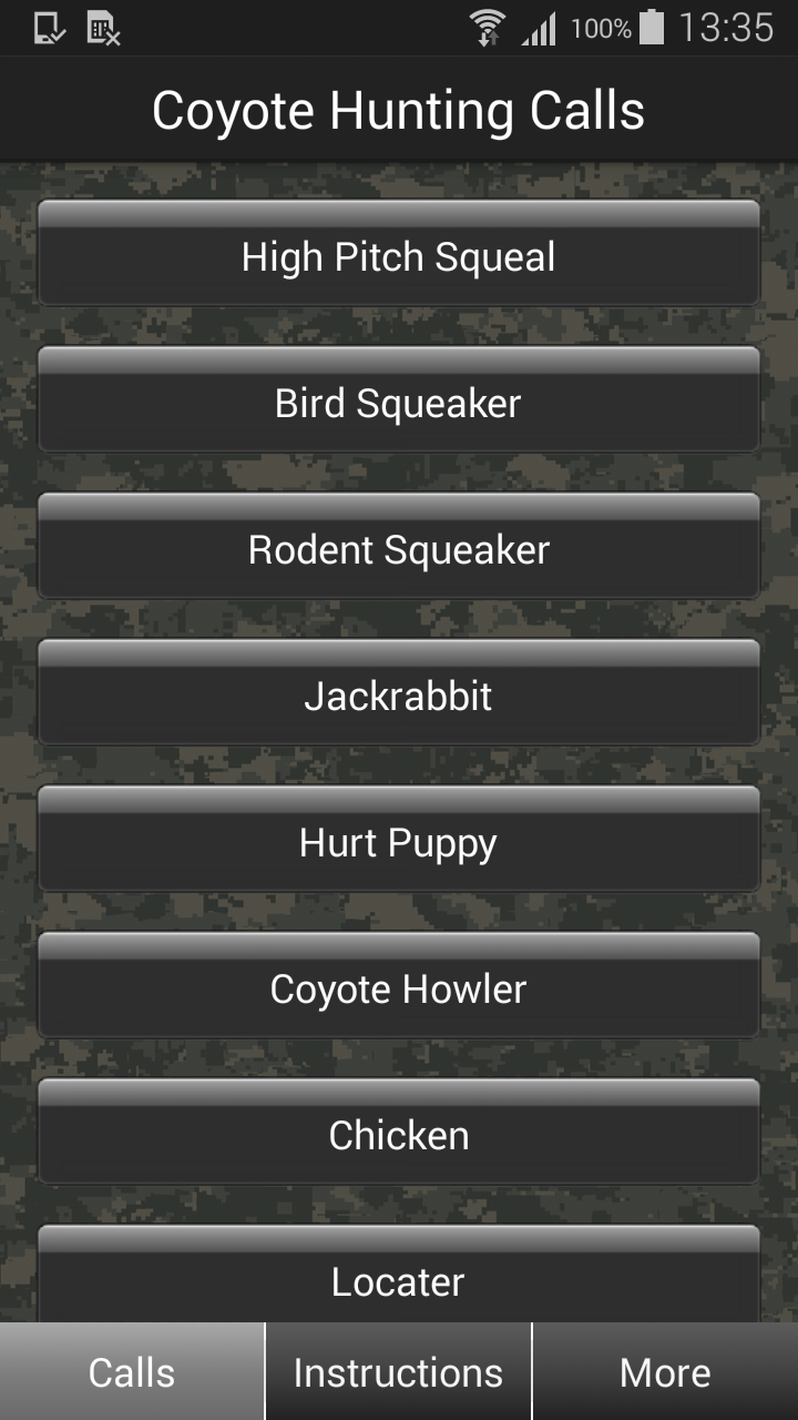 Android application Coyote Hunting Calls screenshort
