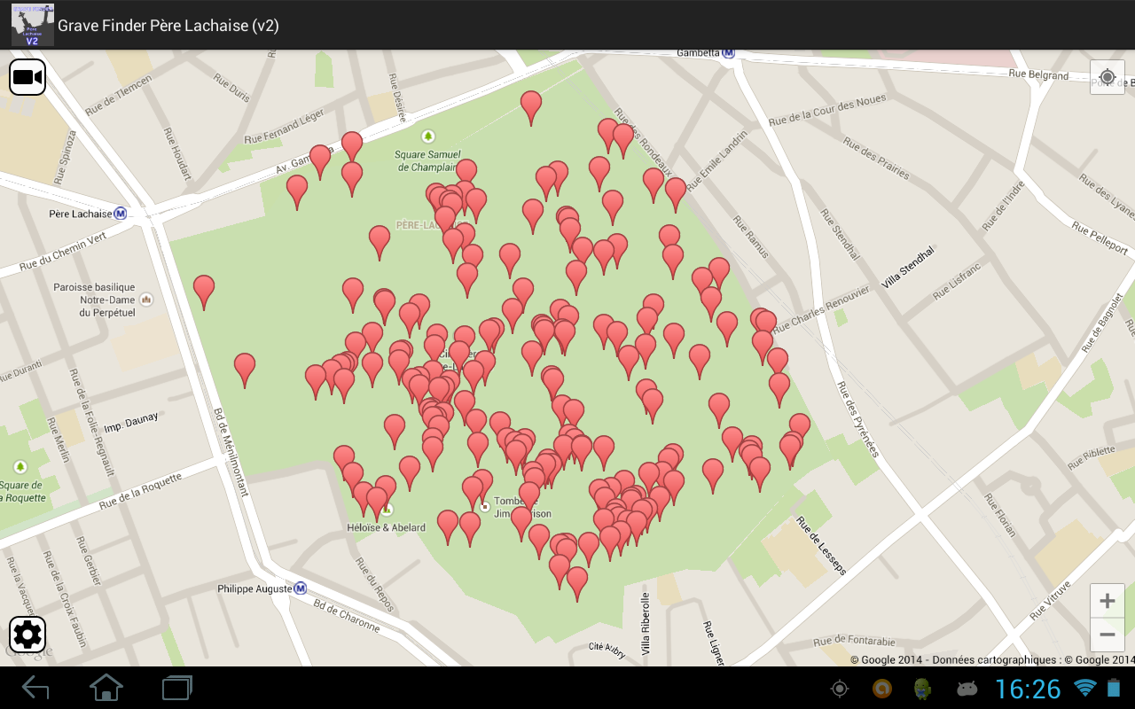 Android application Grave Finder Père Lachaise V2 screenshort