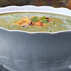 Chilled Cream of Zucchini Soup with Mussels and Fresh Mint