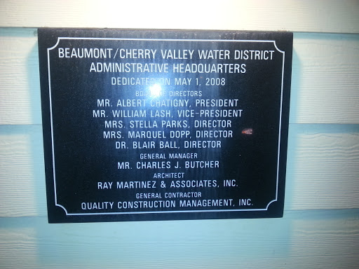 Beaumont Cherry Valley Water District Plaque