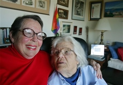 Picture of Phyllis Lyon and Del Martin the first legally married lesbian couple in San Francisco