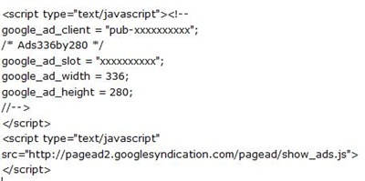 Original Google Adsense javascript code