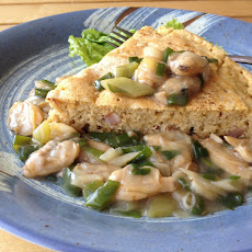 Bacon Corn Griddle Cakes with Clam Scallion Sauce