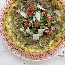 Arugula and Pistachio Pesto Quiche