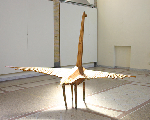 pegasus 1995-2001, hout, roestvrij staal, touw (achteraanzicht zon)