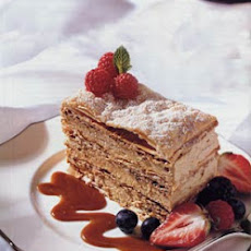 Caramel Mousse Napoleon with Caramel Sauce and Berries