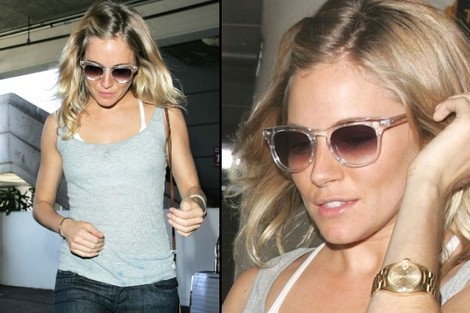 Sienna Miller in tranparent sunglasses frames
