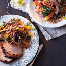 Mustard-Crusted Pork with Farro and Carrot Salad