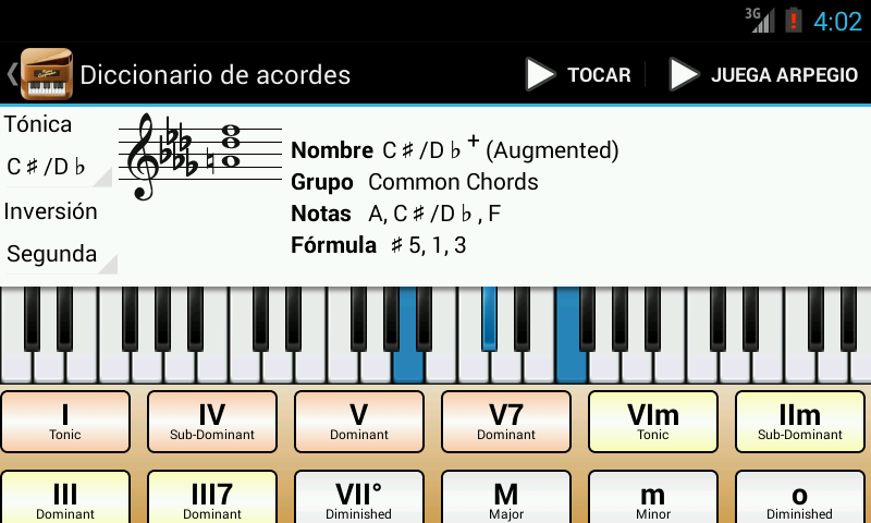 Android application Piano Chords, Scales, Progression Companion PRO screenshort