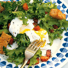 Chicory Salad with Lardons and Poached Eggs