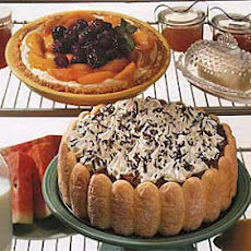 Cream Cheese Pie Topped with Peaches and Blackberries